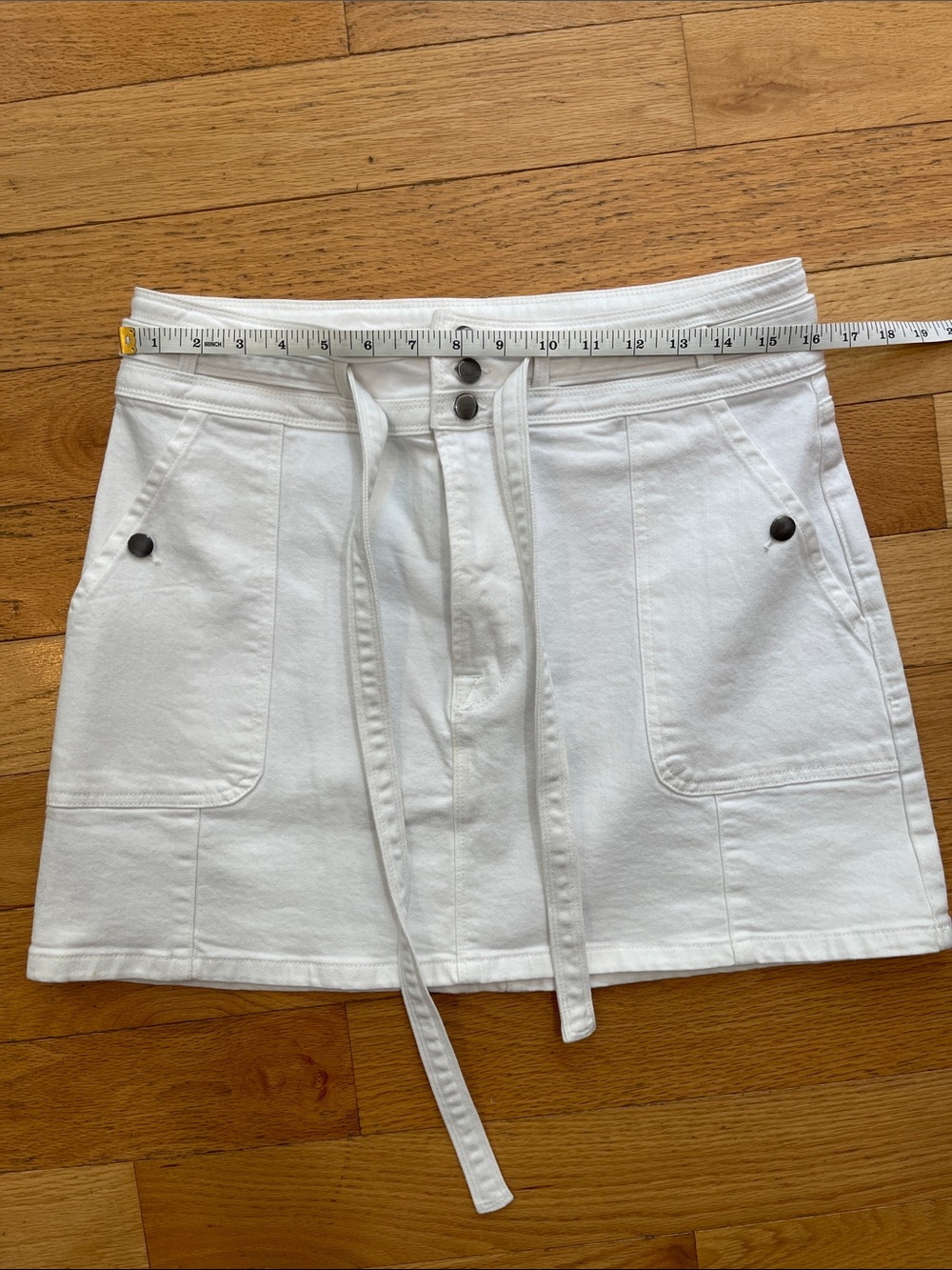 Frame Denim White Utility Skirt with Waist Tie